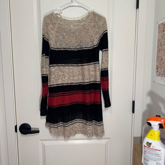 Free People Loose Knit Stripped Tunic Relaxed Sweater - Picture 2 of 6